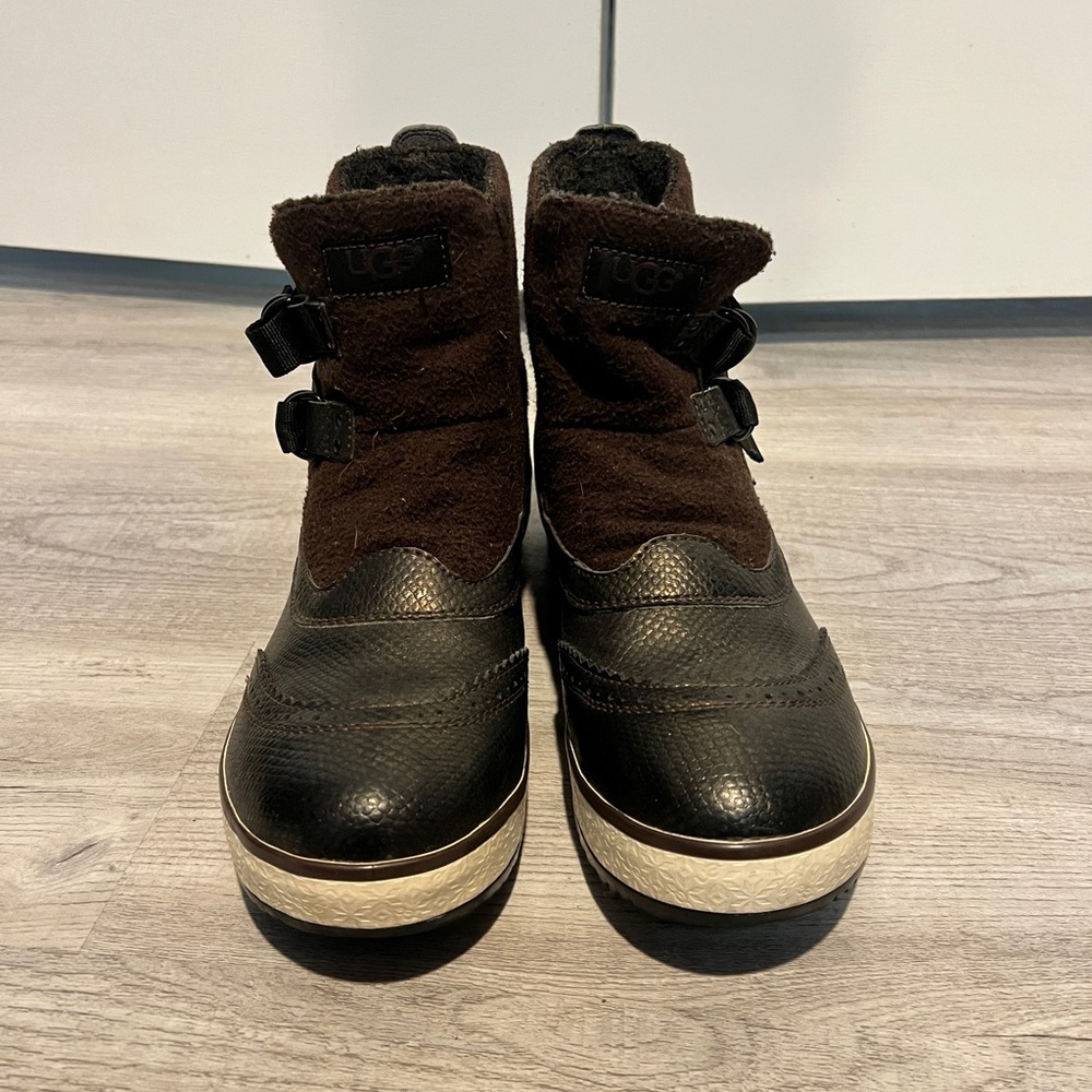 UGG Black and Dark Brown Buckle Boots